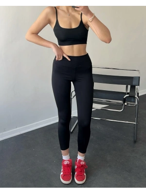 Siyah Oys Muadil Yüksek Bel Toparlayıcı Tayt