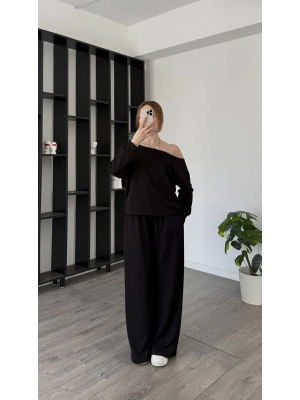 Siyah Selia Düşük Omuzlu 2’li Takım