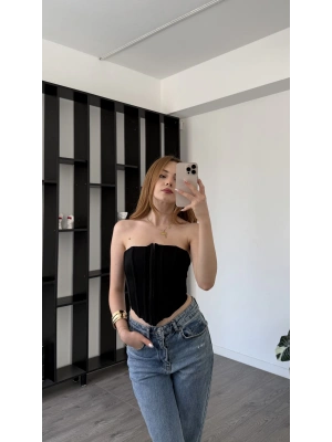 Siyah Septa Kancalı Korse