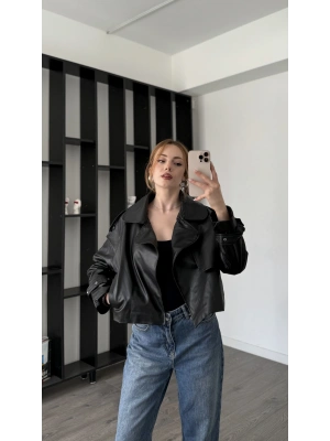 Siyah Shay Deri Ceket