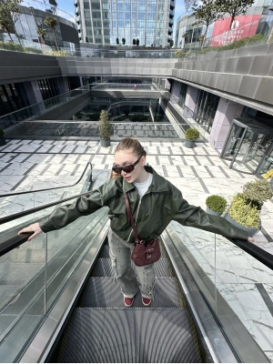 Yeşil Bomber Deri Ceket