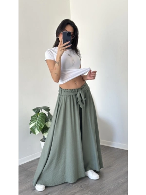 Yeşil Lily Dökümlü Salaş Pantolon