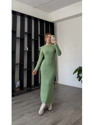 Yeşil Zora Maxi Triko Elbise