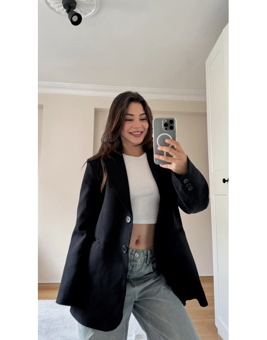 Siyah Oversize Blazer Ceket