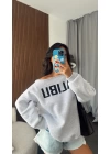 Gri Malibu Tek Omzu Düşük Oversize Sweatshirt