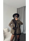 Leopar Desenli Kaşe Blazer Ceket