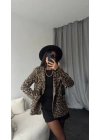 Leopar Desenli Kaşe Blazer Ceket