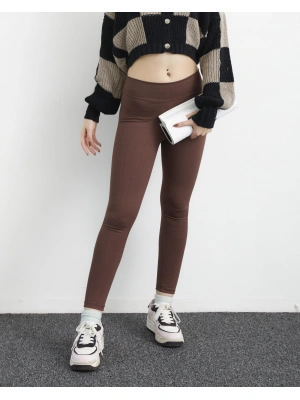 Kahverengi Fitilli Yüksek Bel Toparlayıcı Tayt