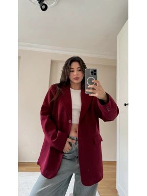 Bordo Oversize Blazer Ceket