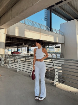 Gri İspanyol Paça Tayt Pantolon