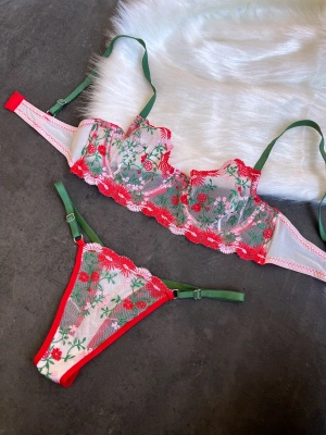 Kırmızı Fiona Balenli Sütyen Külot Takımı