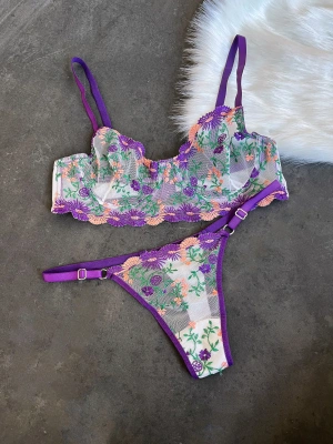 Mor Fiona Balenli Sütyen Külot Takımı