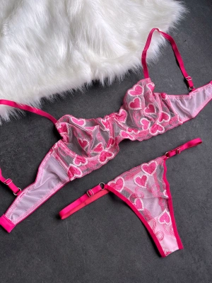 Pembe Candice Balenli Sütyen Külot Takımı