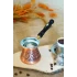 BAKIR CEZVE SEDEF KULPLU OYMA NAKIŞ İŞLEME BAKIR RENK (3 KİŞİLİK)