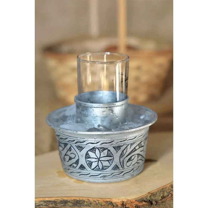 BAKIR EHLİKEYF OYMA NAKIŞ İŞLEMELİ GÜMÜŞ RENK 2li (KALAYLI)