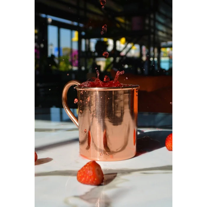 Bakır Kupa Bardak Düz Model Bakır Renk 500 ml