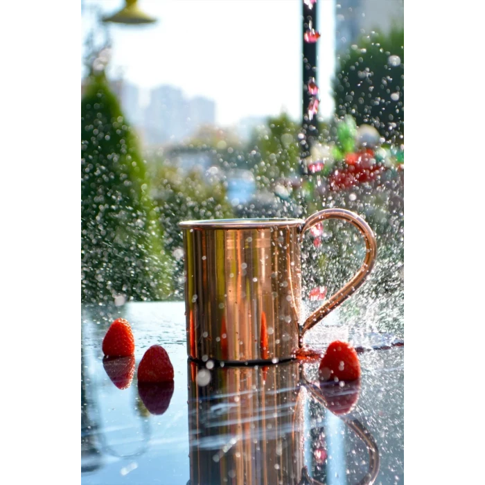 Bakır Kupa Bardak Düz Model Bakır Renk 500 ml 2li