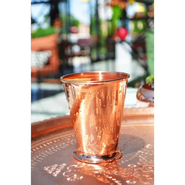 Bakır Bardak Kısa Şerbet Model Bakır Renk (Kalaysız)