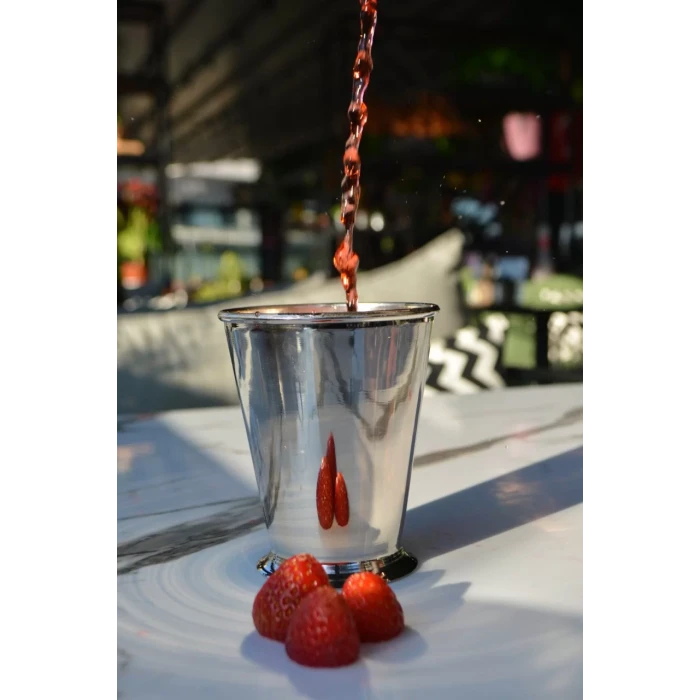 Bakır Bardak Kısa Şerbet Model Gümüş Renk