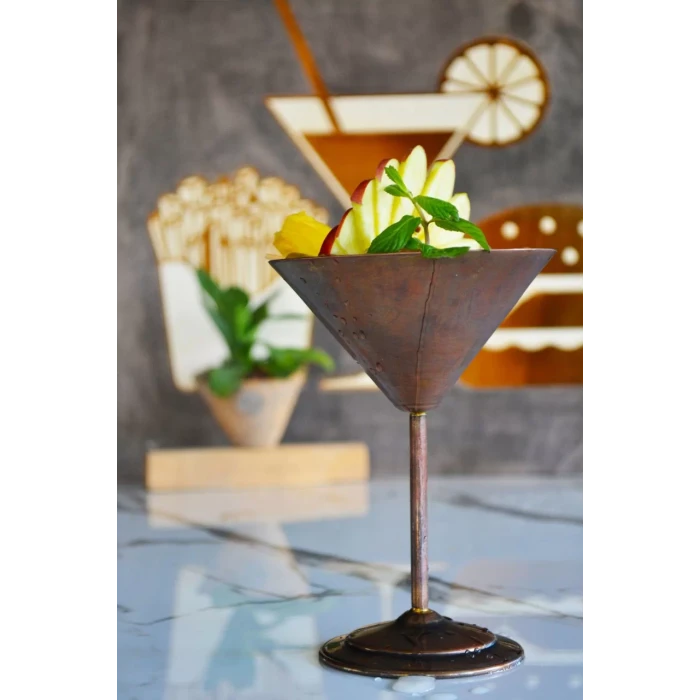Bakır Kadeh Martini Düz Model Oksit Renk