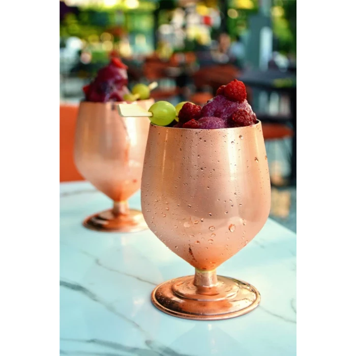 Bakır Kadeh Tombul Model Bakır Renk 2li