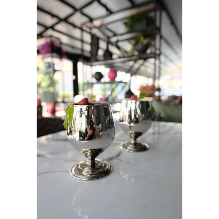 Bakır Kadeh Tombul Model Gümüş Renk