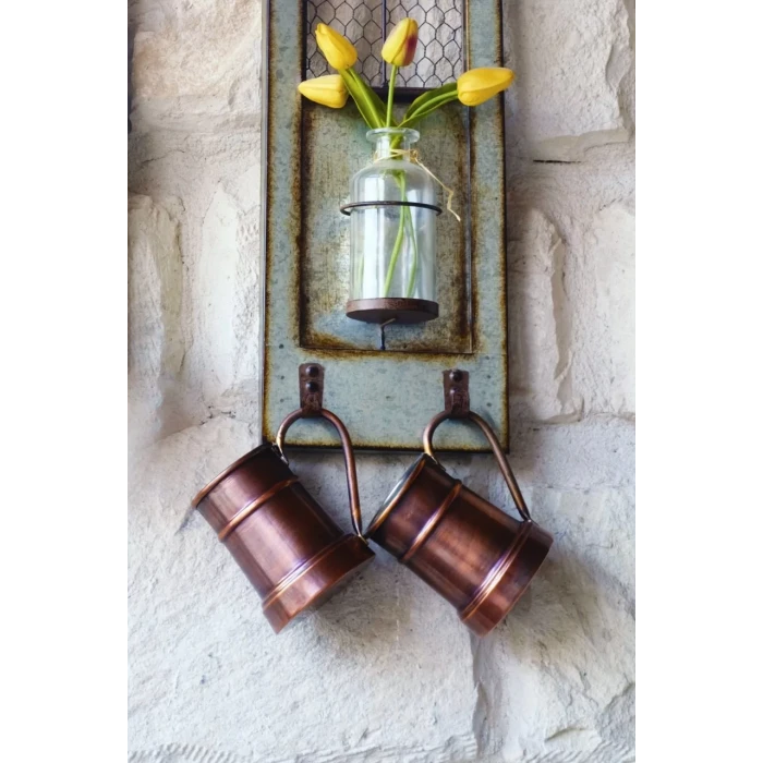 BAKIR KUPA BARDAK VARİL MODEL (2Lİ) OKSİTLİ RENK