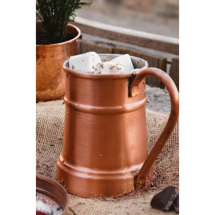 BAKIR KUPA BARDAK VARİL MODEL (2Lİ) MAT BAKIR RENK