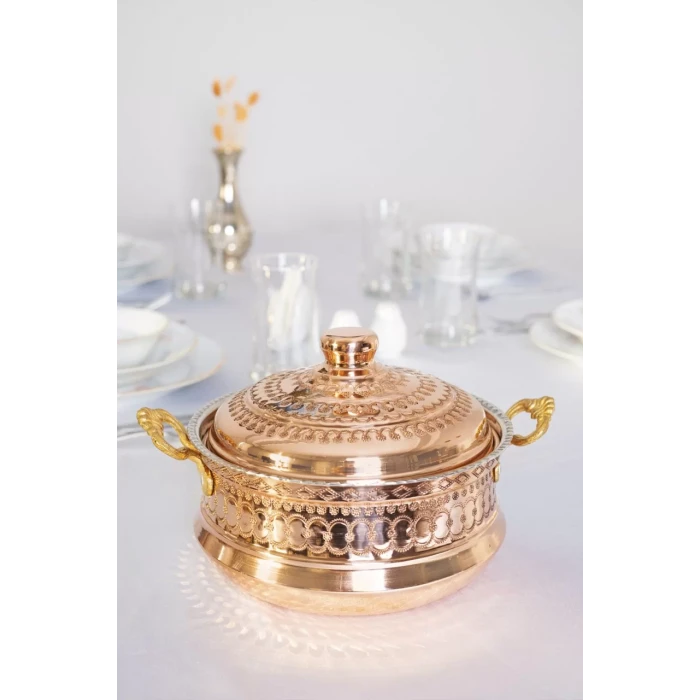 BAKIR TENCERE MARDİN İŞLEMELİ MODEL 3 LİTRE BAKIR RENK