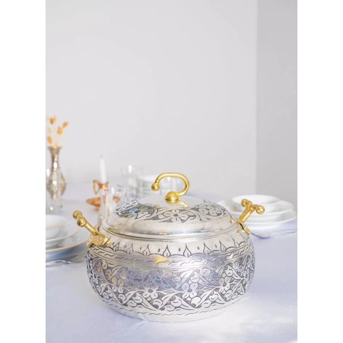 BAKIR TENCERE AĞIR İŞLEME TOMBUL MODEL 8 LT