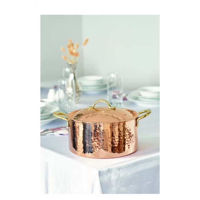 BAKIR MODERN TENCERE DERİN MODEL 17 CM BAKIR RENK