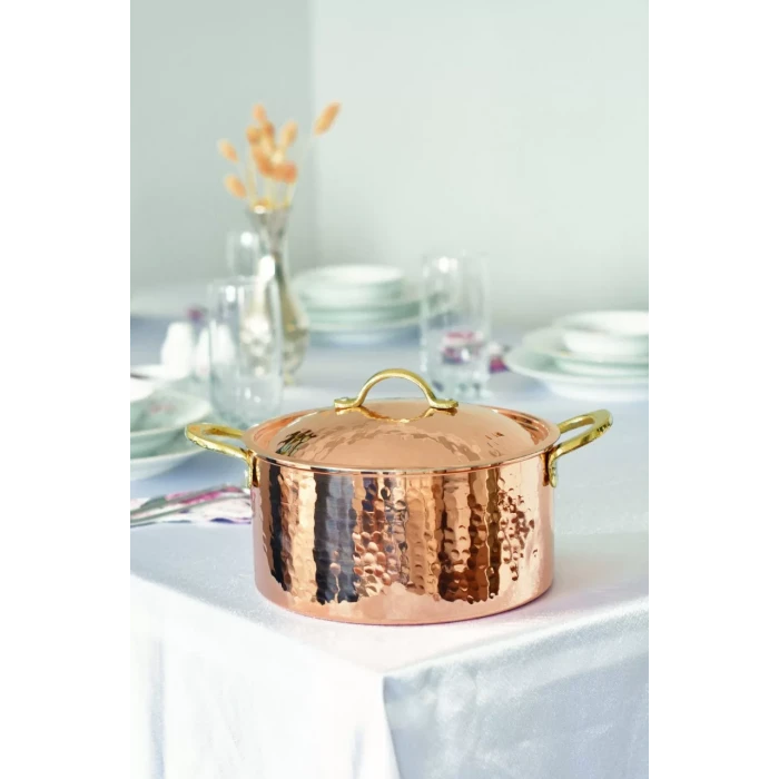 BAKIR MODERN TENCERE DERİN MODEL 19 CM BAKIR RENK