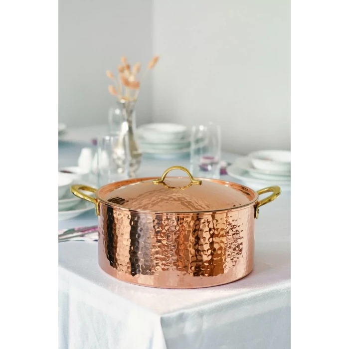 BAKIR MODERN TENCERE DERİN MODEL 21 CM BAKIR RENK