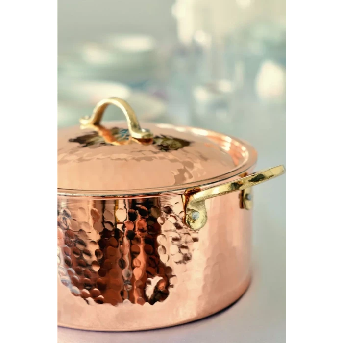 BAKIR TENCERE SETİ MODERN TASARIM BAKIR RENK