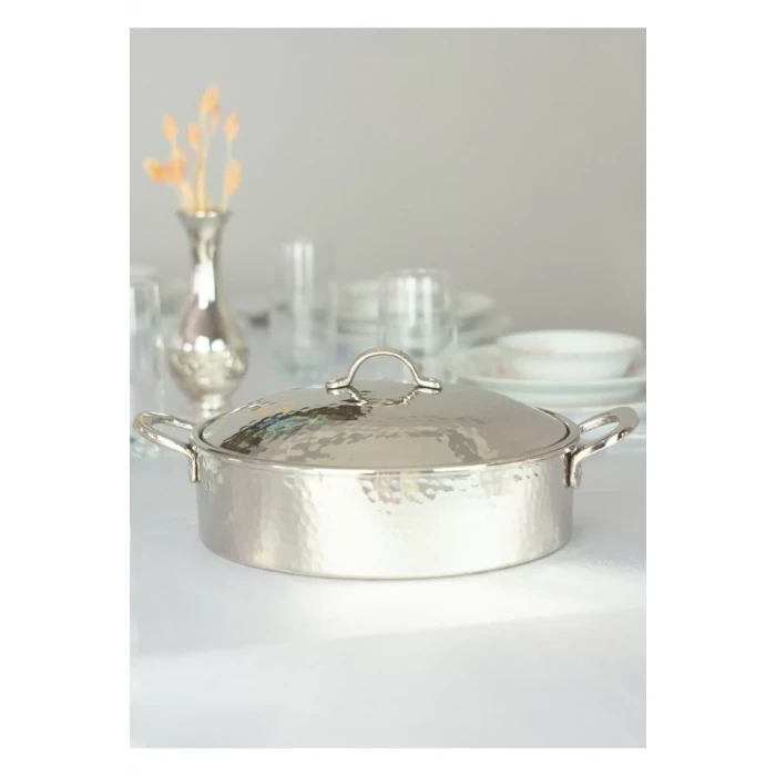 BAKIR TENCERE SETİ MODERN TASARIM GÜMÜŞ RENK