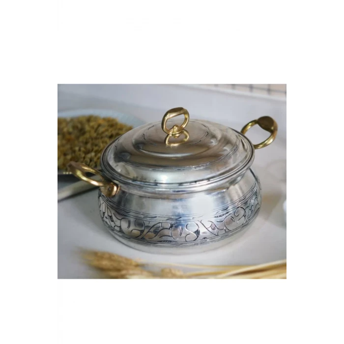 BAKIR TENCERE GÜVEÇ MODEL OYMA NAKIŞ İŞLEME 24 CM