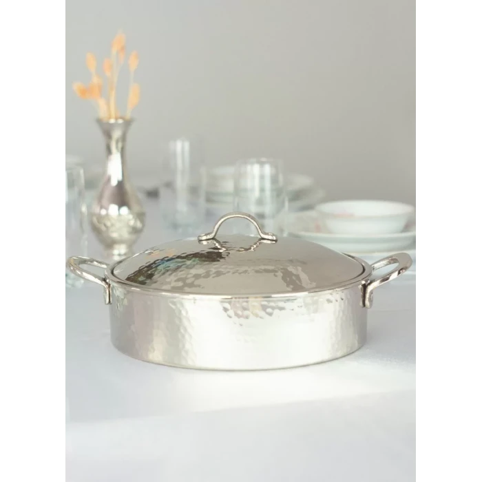 BAKIR PİLAV TENCERESİ 25 CM GÜMÜŞ RENK