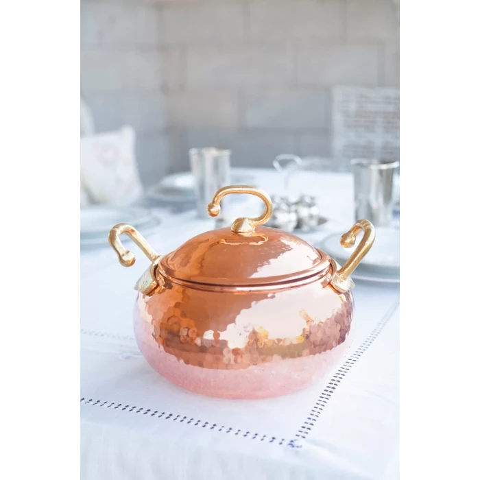 BAKIR TENCERE TOMBUL MODEL (5 LİTRE)