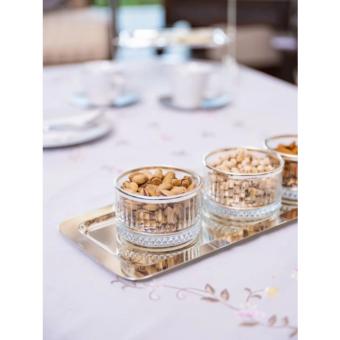 GÜMÜŞ KAPLAMA BATON TEPSİ & 3LÜ KASE