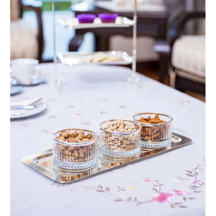 GÜMÜŞ KAPLAMA BATON TEPSİ & 3LÜ KASE