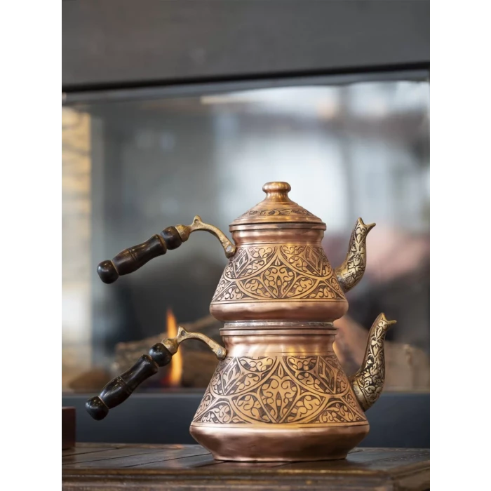 BAKIR ÇAYDANLIK AĞIR İŞLEMELİ MAT BAKIR RENK