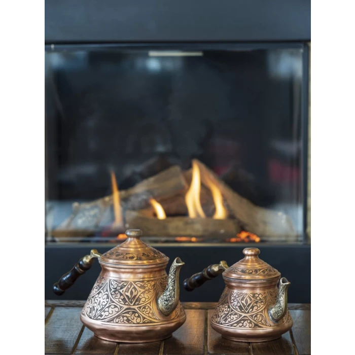 BAKIR ÇAYDANLIK AĞIR İŞLEMELİ MAT BAKIR RENK