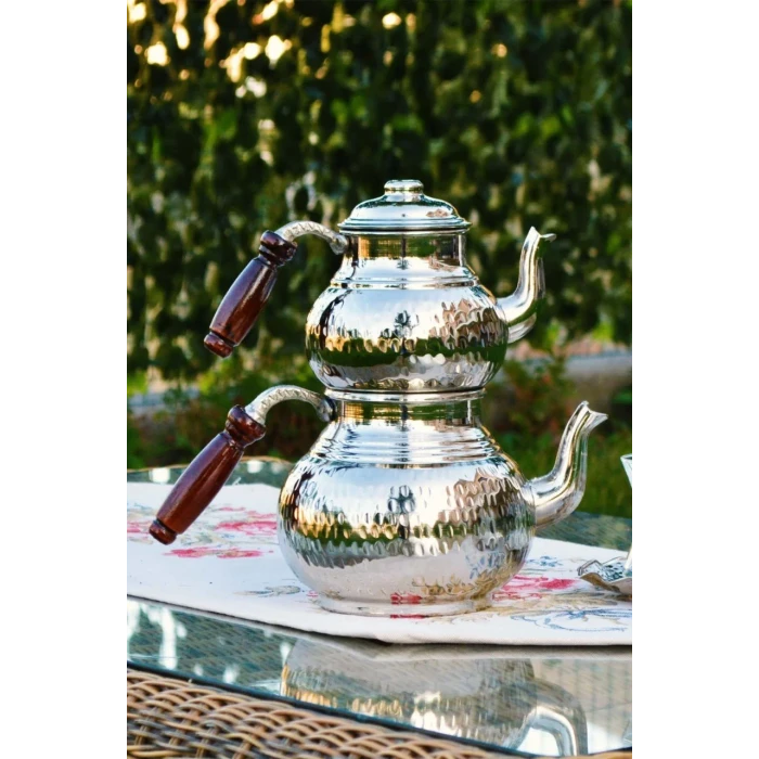 BAKIR ÇAYDANLIK ÇEKİÇ DÖVMELİ KALIN GÜMÜŞ RENK