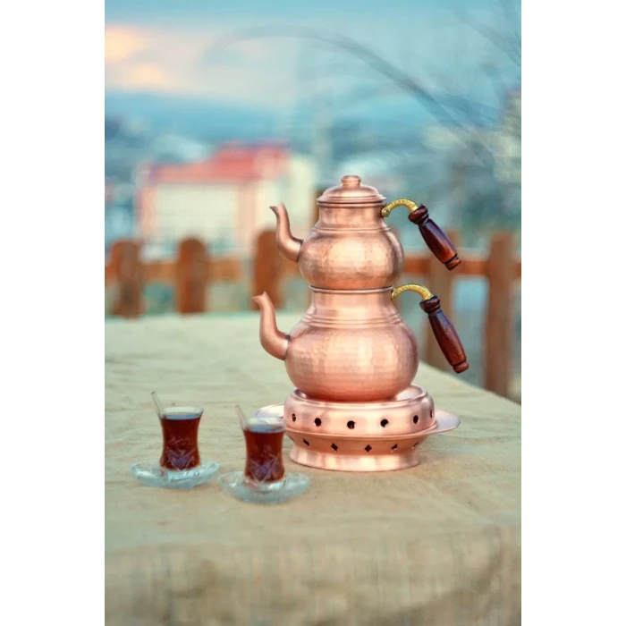 BAKIR ÇAYDANLIK ÇEKİÇ DÖVMELİ KALIN MAT BAKIR RENK