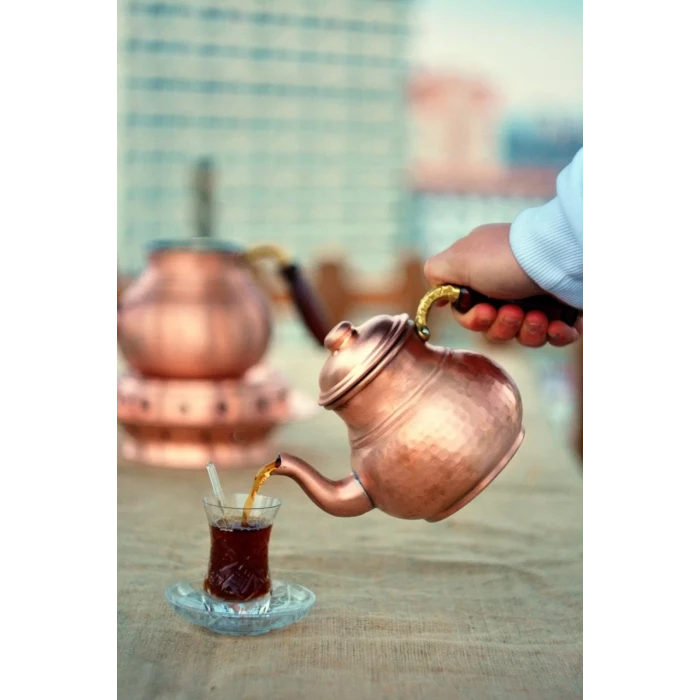 BAKIR ÇAYDANLIK ÇEKİÇ DÖVMELİ KALIN MAT BAKIR RENK