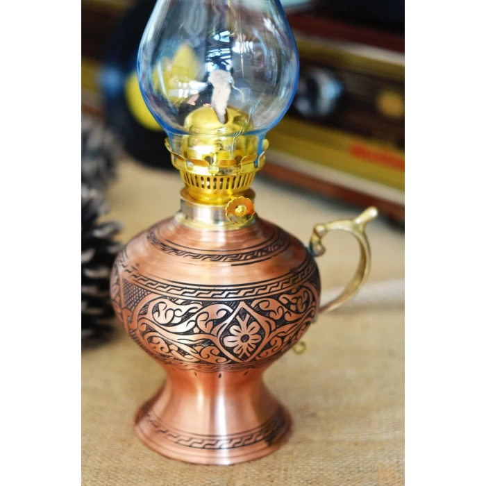 BAKIR GAZ LAMBASI OYMA NAKIŞ İŞLEME MAT BAKIR RENK