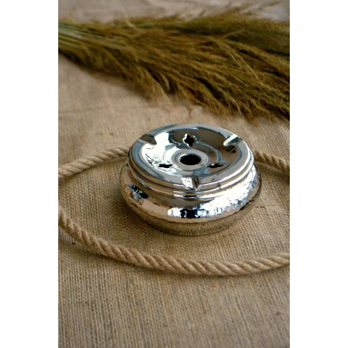 BAKIR KÜL TABLASI ÇEKİÇ DÖVMELİ GÜMÜŞ RENK