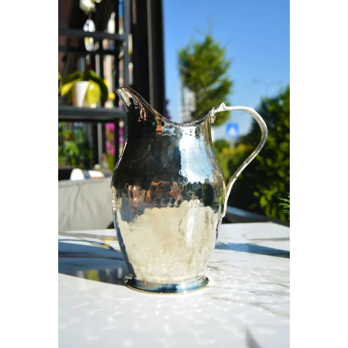 Bakır Sürahi Çekiç Dövme Antalya Model Gümüş Renk