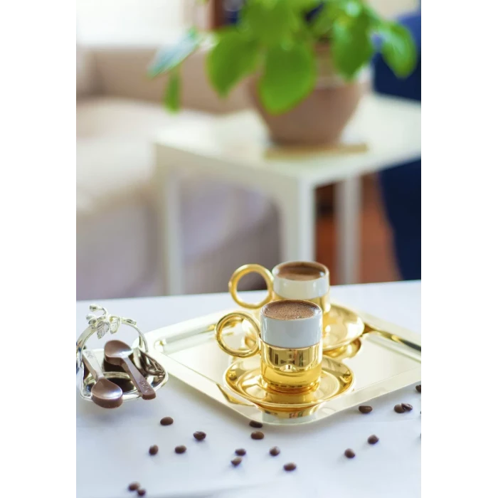 Gümüş Kaplama Fincan 2li Halka Detaylı Model