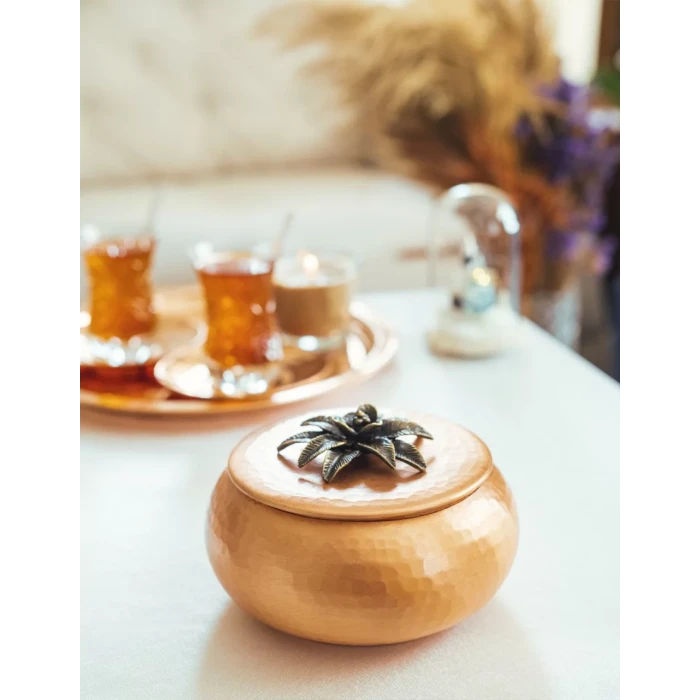 BAKIR ŞEKERLİK CEKİÇ DÖVME JAPON ÇİÇEK DETAYLI MAT BAKIR RENK